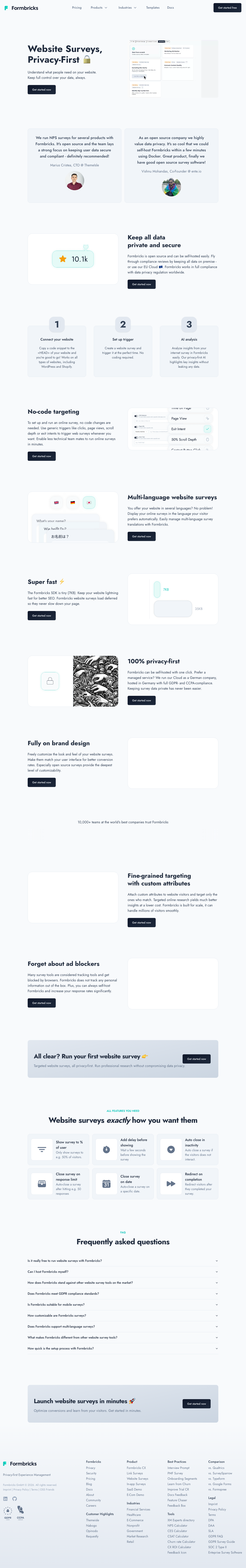 Website Survey Features